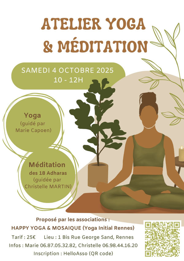 flyer atelier yoga et méditation des 18 adharas