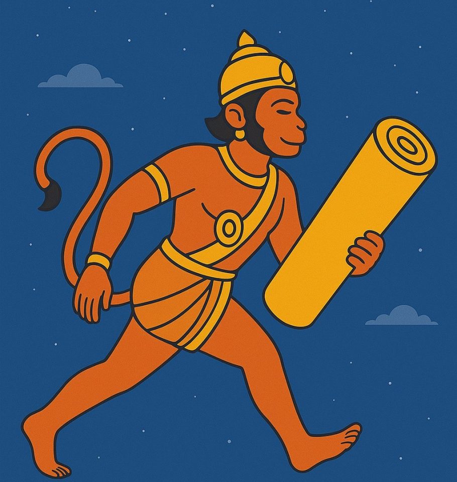 Le dieu singe Hanuman marchant 